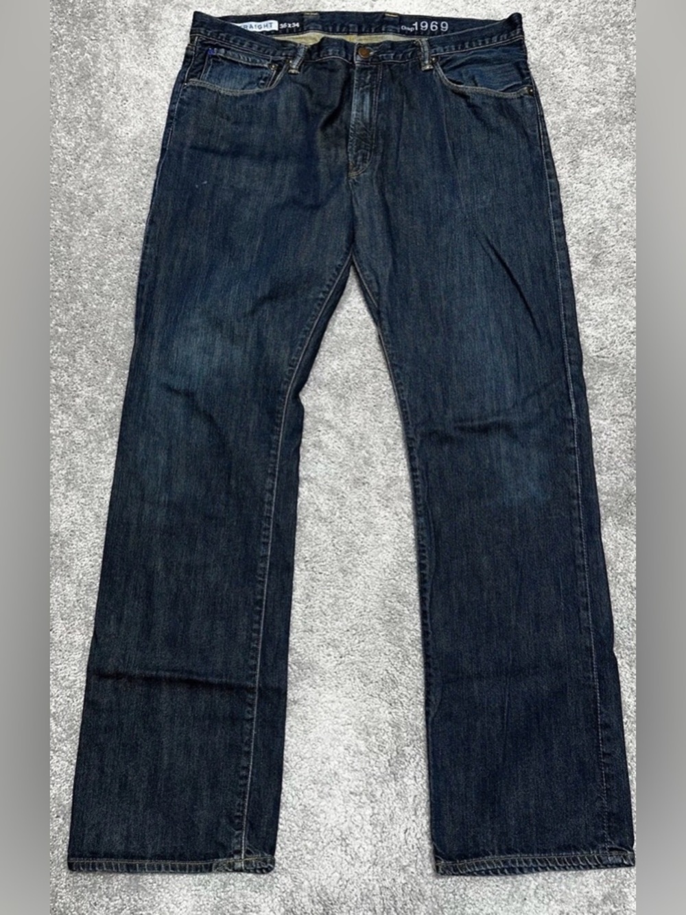 Men's 36x34 GAP 1969 Straight Y2K Preppy Dark Blue Jeans
